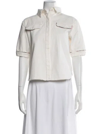 Pre-owned Sir Short Sleeve Button-up Top In Neutral