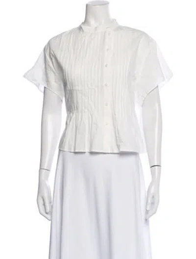 Pre-owned Sir Short Sleeve Button-up Top In White