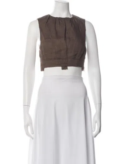 Pre-owned Sir Silk Crew Neck Crop Top In Brown