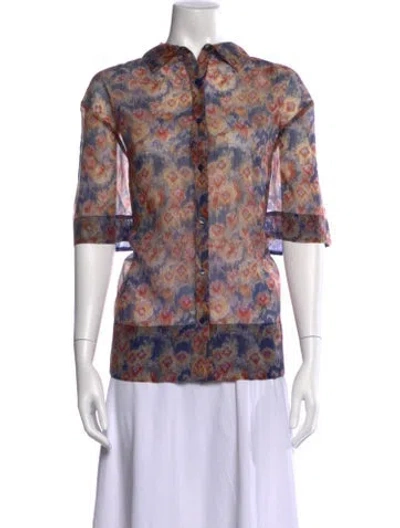 Pre-owned Sir Silk Floral Print Button-up Top In Multi