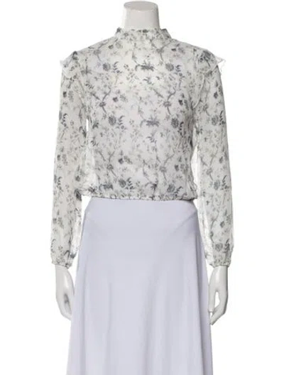 Pre-owned Sir Silk Floral Print Crop Top In White