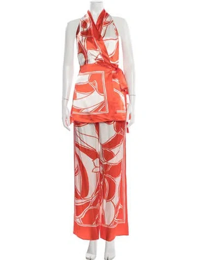Pre-owned Sir Silk Floral Print Pantsuit In Orange