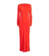 Sir Silk Gathered Fresca Maxi Dress In Orange