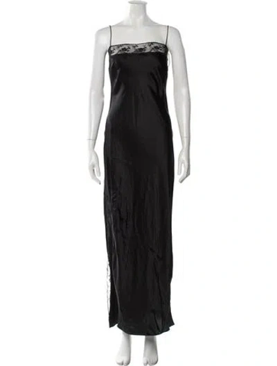 Pre-owned Sir Silk Lace Pattern Nightgown In Black