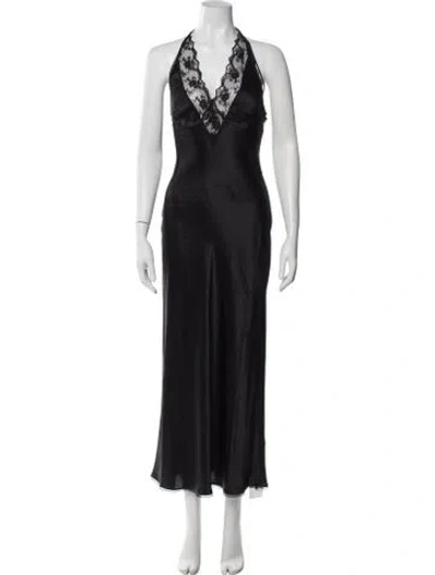 Pre-owned Sir Silk Lace Pattern Nightgown In Black