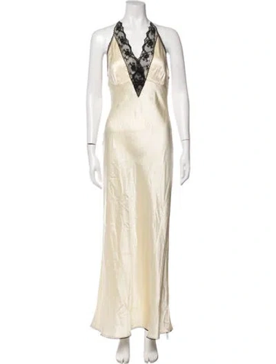 Pre-owned Sir Silk Lace Pattern Nightgown In Neutrals