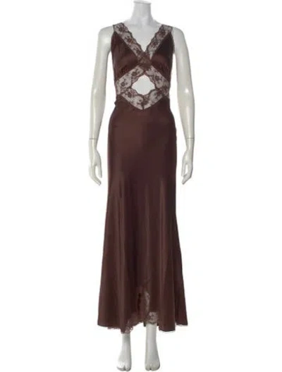 Pre-owned Sir Silk Long Dress In Brown