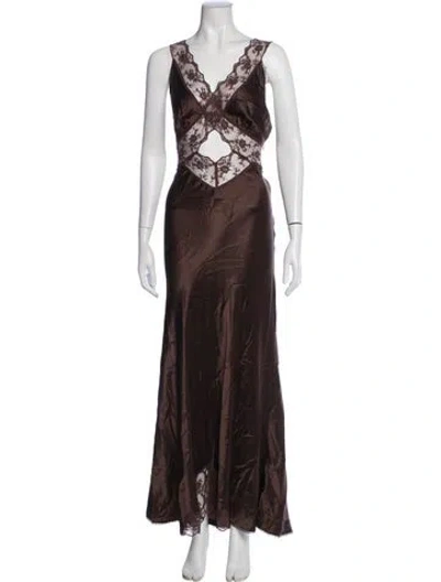 Pre-owned Sir Silk Long Dress In Brown