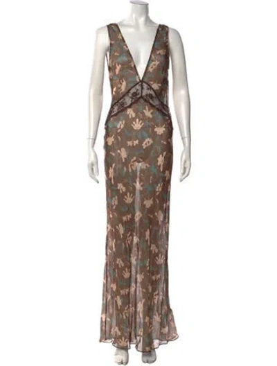 Pre-owned Sir Silk Long Dress In Brown