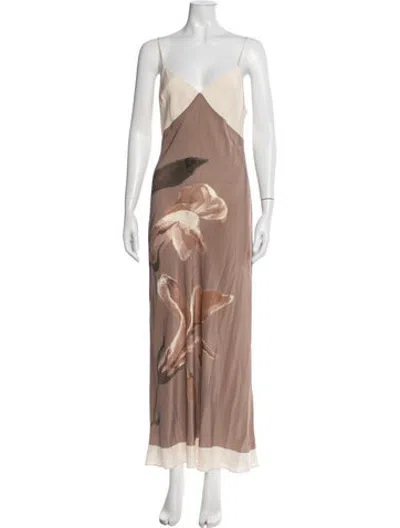 Pre-owned Sir Silk Long Dress In Neutrals