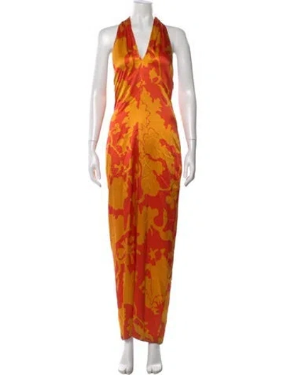 Pre-owned Sir Silk Long Dress In Orange