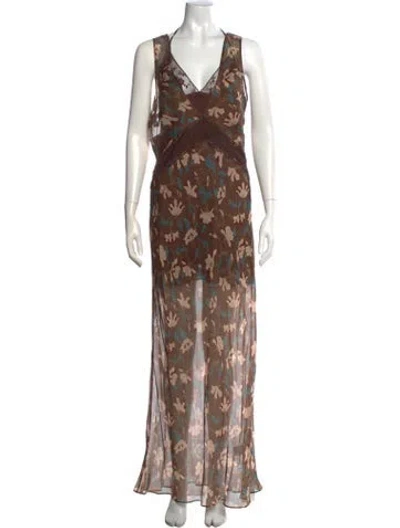 Pre-owned Sir Silk Long Dress W/ Tags In Brown