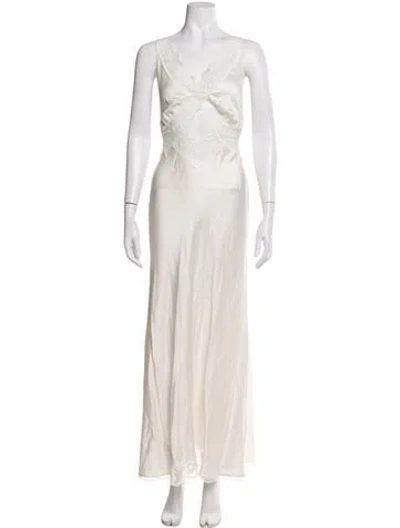 Pre-owned Sir Silk Long Dress In White