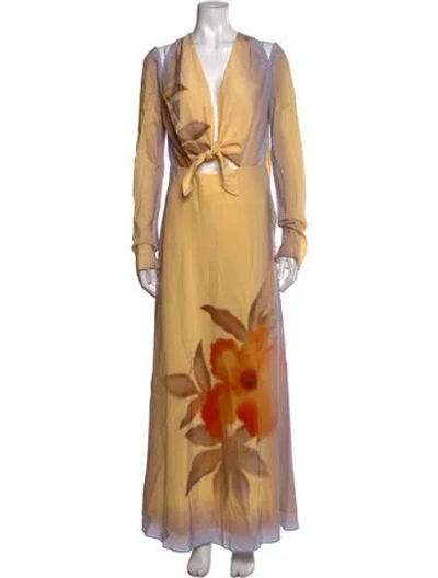 Pre-owned Sir Silk Long Dress In Yellow