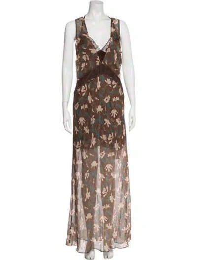 Pre-owned Sir Silk Midi Length Dress In Brown