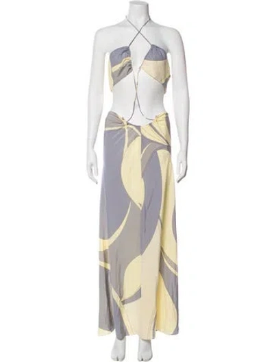 Pre-owned Sir Silk Midi Length Dress In Yellow