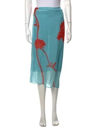 Pre-owned Sir Silk Midi Length Skirt In Blue