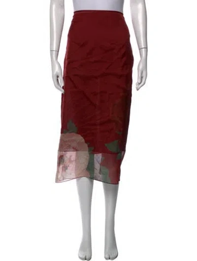 Pre-owned Sir Silk Midi Length Skirt In Red