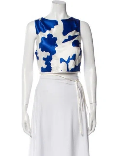 Pre-owned Sir Silk Patterned Crop Top In White