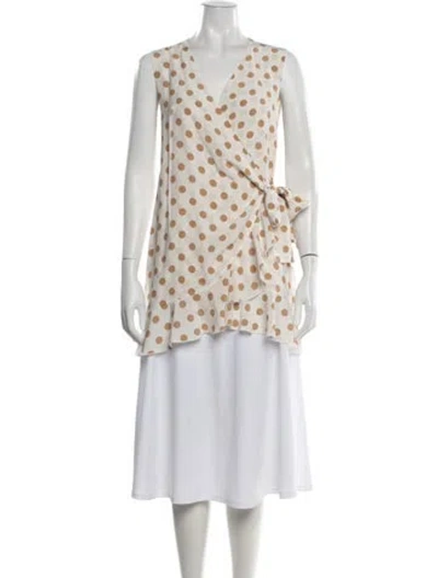 Pre-owned Sir Silk Polka Dot Print Top In Neutrals