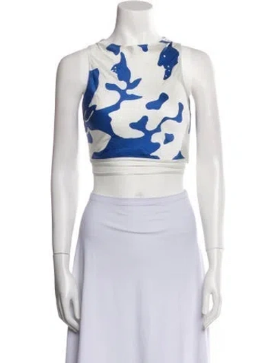 Pre-owned Sir Silk Printed Crop Top In Blue