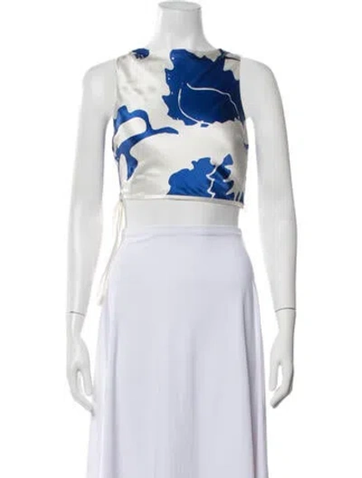 Pre-owned Sir Silk Printed Crop Top In Blue