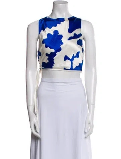 Pre-owned Sir Silk Printed Crop Top In White