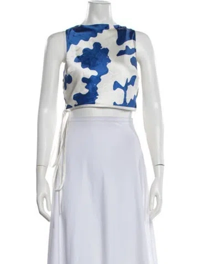 Pre-owned Sir Silk Printed Crop Top In White