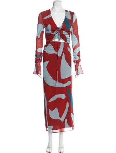 Pre-owned Sir Silk Printed Skirt Set In Orange