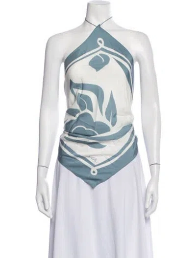 Pre-owned Sir Silk Printed Top In Blue