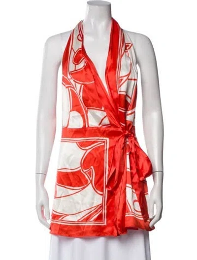 Pre-owned Sir Silk Printed Top In Orange