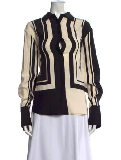 Pre-owned Sir Silk Striped Button-up Top In Black/neutrals