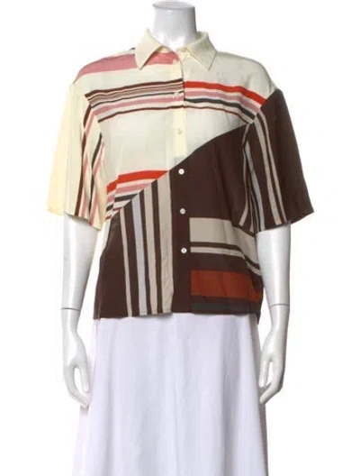 Pre-owned Sir Silk Striped Button-up Top In Brown