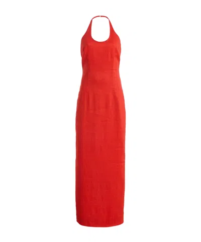 Sir . Elodie Linen-blend Midi Dress In Red