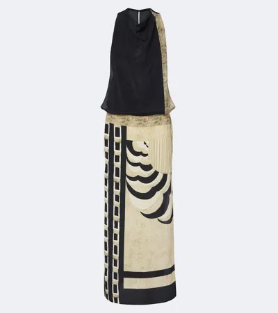 Sir Sona Printed Silk Maxi Dress In Beige