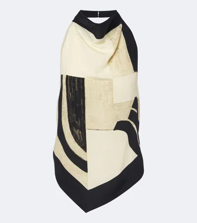 Sir Sona Printed Silk Top In Beige
