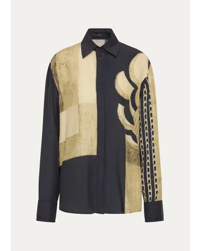 Sir Sona Silk Shirt In Geo Scape