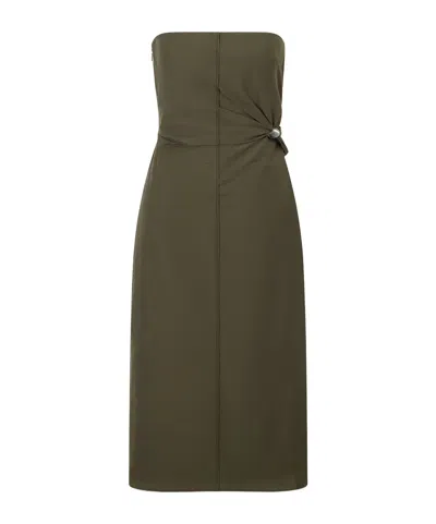 Sir Sorel Strapless Cotton-blend Midi Dress In Green