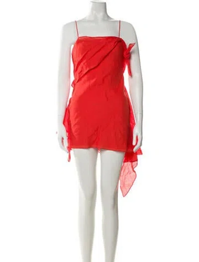 Pre-owned Sir Square Neckline Knee-length Dress In Orange