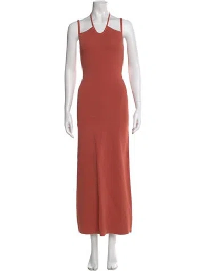 Pre-owned Sir Square Neckline Long Dress In Orange