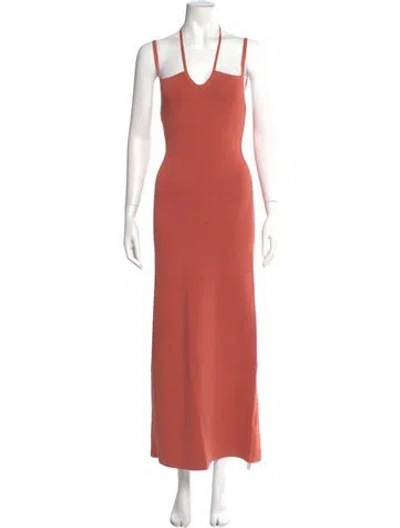 Pre-owned Sir Square Neckline Long Dress In Pink