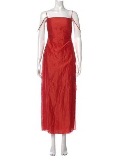 Pre-owned Sir Square Neckline Long Dress In Red