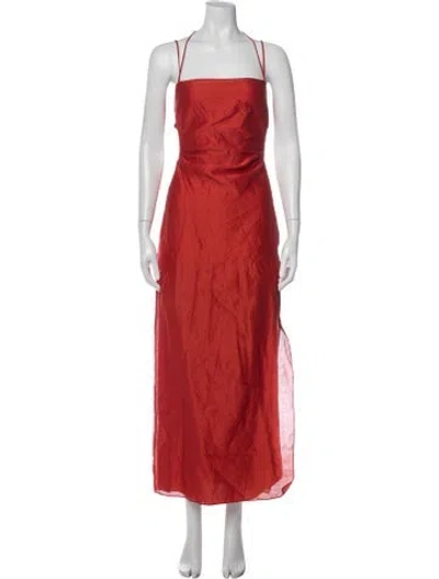 Pre-owned Sir Square Neckline Long Dress In Red
