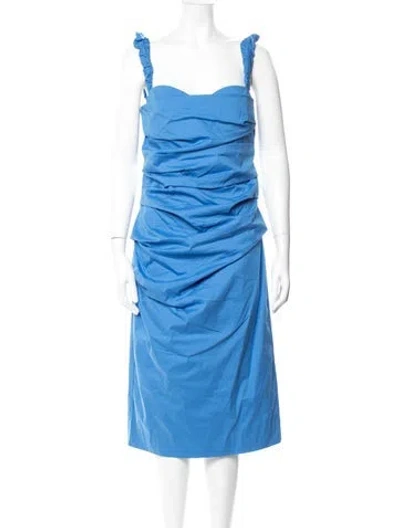 Pre-owned Sir Square Neckline Midi Length Dress In Blue