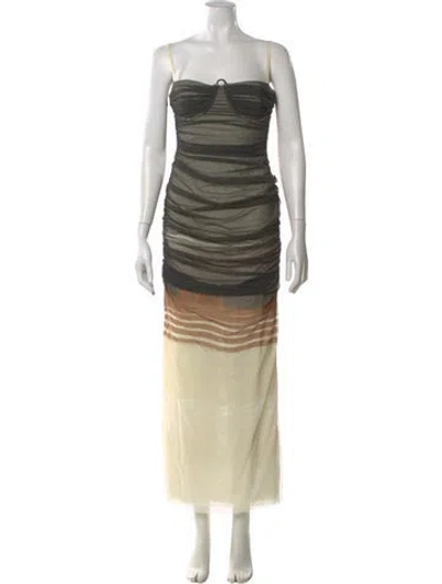 Pre-owned Sir Square Neckline Midi Length Dress In Neutral