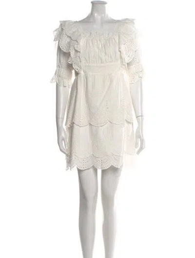Pre-owned Sir Square Neckline Mini Dress In White