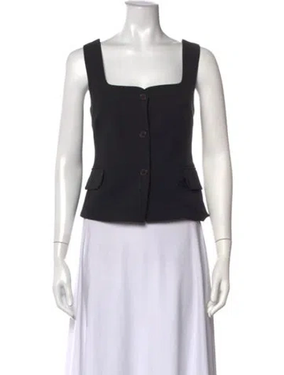 Pre-owned Sir Square Neckline Sleeveless Button-up Top In Black