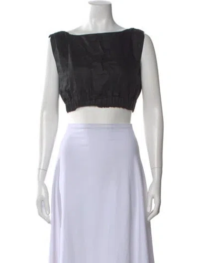 Pre-owned Sir Square Neckline Sleeveless Crop Top In Black