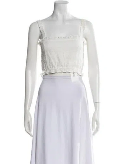 Pre-owned Sir Square Neckline Sleeveless Crop Top In White
