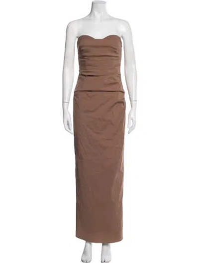 Pre-owned Sir Strapless Long Dress In Brown